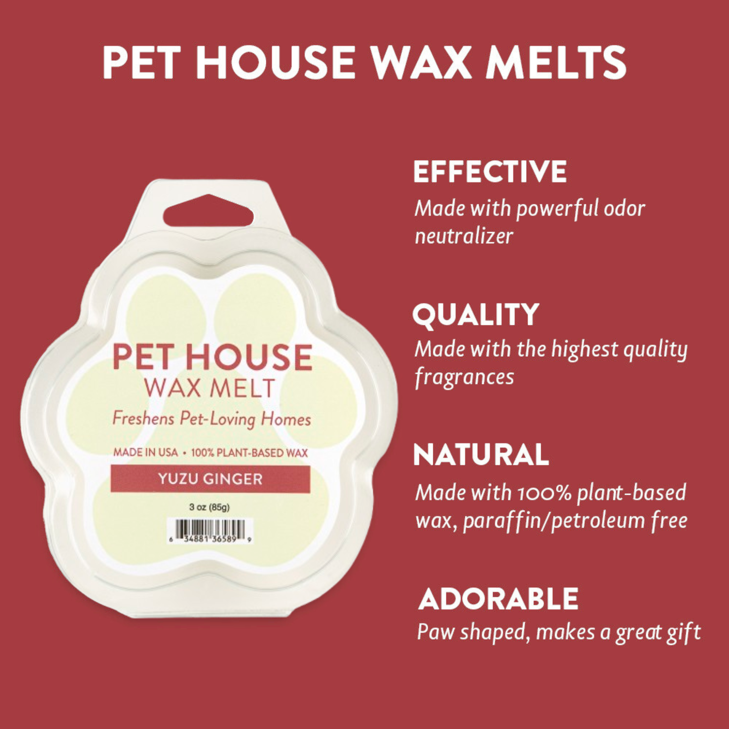 Pet House Wax Melt Yuzu Ginger Infographics